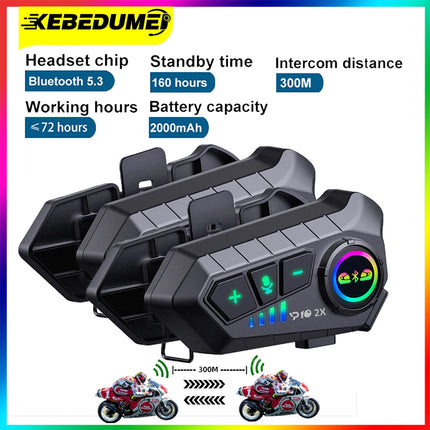 Kebidumei YP10 Bluetooth Motorcycle Helmet Intercom 300M Wireless