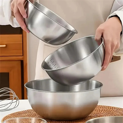 1-3 Stainless Steel Bowl Set with Scale for Cooking Baking Food