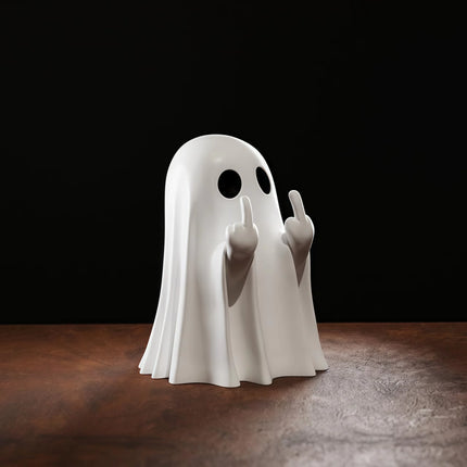New Cute Middle Finger Ghost Statue Small Halloween Decor for Home