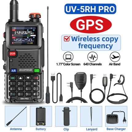 Baofeng UV-5RH PRO GPS Walkie Talkie Long Range Multi Band Wirless