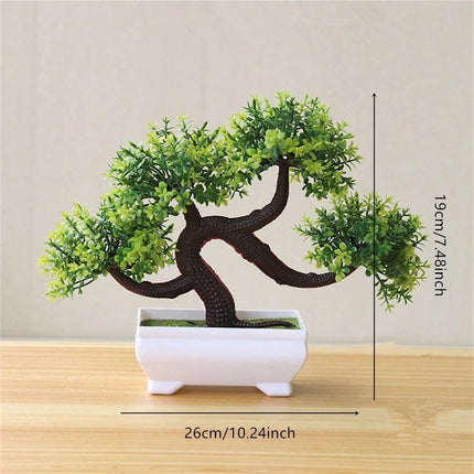 4Pcs Artificial Bonsai Tree, Fake Potted Plants, Small Plastic Green