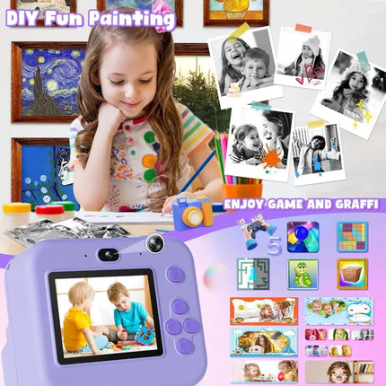 Educational Thermal Instant Print Camera With 32G Card, 1080P Children