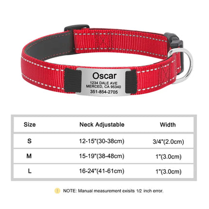 Reflective Personalized Dog Collar Engrave ID Nylon Collars Soft