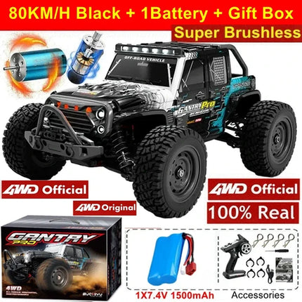 Super Brushless 80KM or 50KM/H 4WD RC Car With LED Remote Control Cars