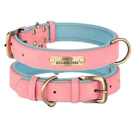 Personalized Dog Collar PU Leather Dogs Collars Free Engraving Pet ID