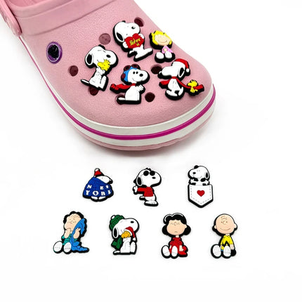 12-Pack SnoopyFashion Themed Shoe Charms Cartoon Kawaii Decoration