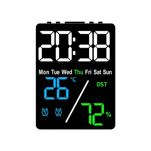 Multifunctional Large Screen Digital Alarm Clock Humidity Display
