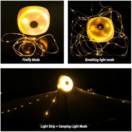 Camping String Lights,33Ft Light with Lanterns (2 in 1 Design),Camping