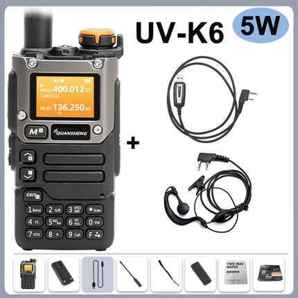 Quansheng UV-K6 Walkie Talkie 5W Air Band Radio Type C Charge UHF VHF