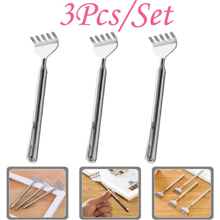 silvery Telescopic Back Scratcher,  Portable Extendable Stainless