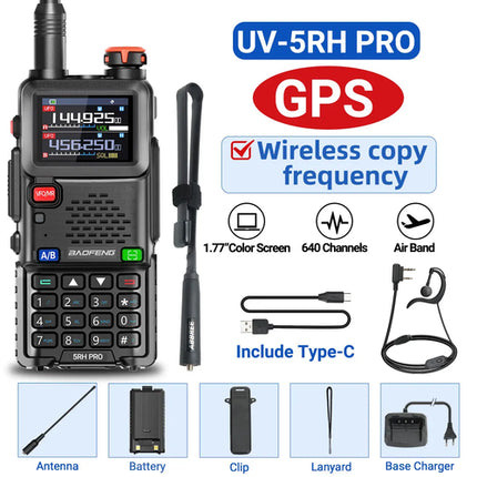 Baofeng UV-5RH PRO GPS Walkie Talkie Long Range Multi Band Wirless