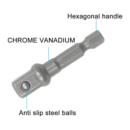 3PC Hexagonal Handle Natural Color Extension Rod 50mm Adapter 1/2