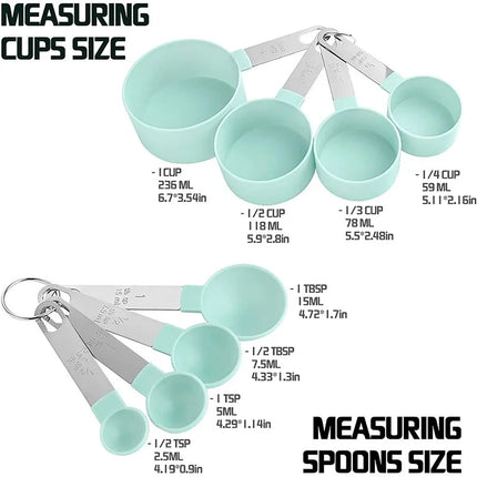 8PCS Stainless Steel Measuring Cup and Spoon Set with Handle Accurate