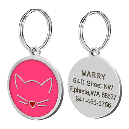 Cute Cat Tag Small Dog ID Tags Free Engraved Name Cats Kitten Name Tag