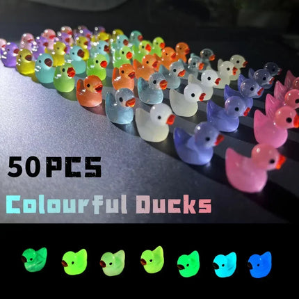 50 Glow-in-the-Dark Mini Ducklings with Moss Micro Landscape, Fairy