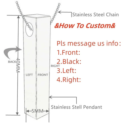 Custom Stainless Steel Personalized Engraved Bar Necklace For Women