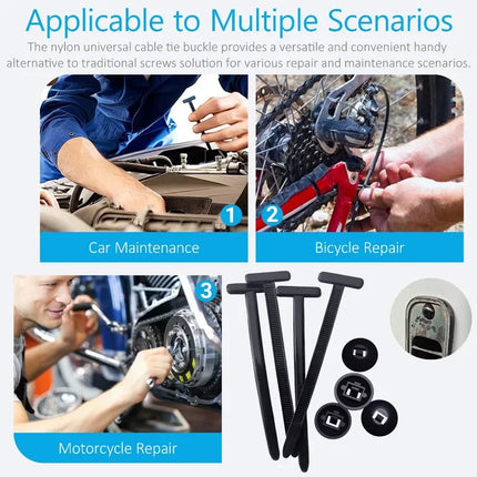 Universal Nylon Cable Tie Buckle Auto Fastener Screw Replacement Clip