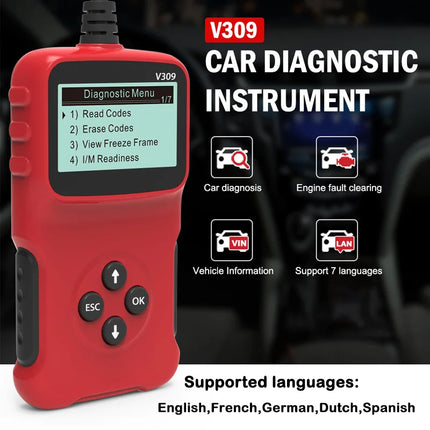 V520 v309  New OBD2 Scanner Professional Auto Engine System Lifetime