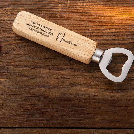 Personalized Bottle Opener Wedding Favour Gift for Him Engraved Wooden