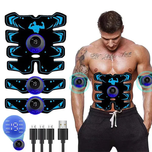Electric Abdominal Massager Wireless LCD Display Rechargeable Fitness