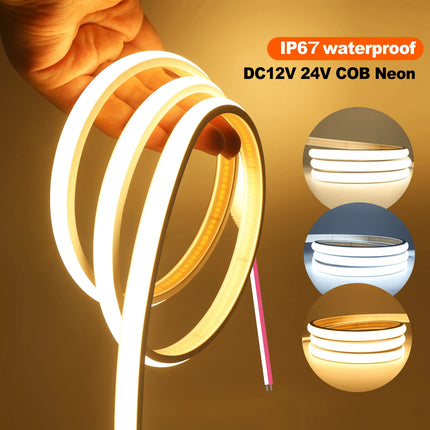 Waterproof COB LED Strip Light 12V 24V Flexible LED Neon Light 0.5-20M