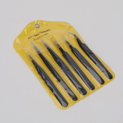 6pcs Precision Tweezers Set ESD Anti-Static Stainless Steel Tweezers