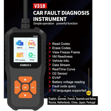 V520 v309  New OBD2 Scanner Professional Auto Engine System Lifetime