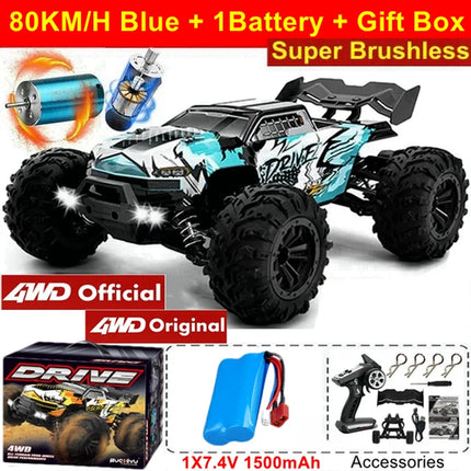 4WD 1:16 80KM/H Super Brushless 50KM/H Brushed RC Car 4x4 Off Road