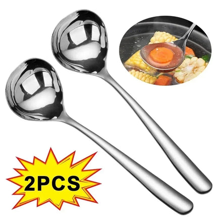 2/1Pcs Stainless Steel Spoon Thicken Long Handle Soup Spoons For Hot