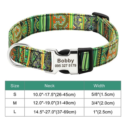 Customized Printed Pet Collar Nylon Dog Collar Personalized Free