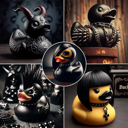 Goth Satanic Duck Gothic Cyberpunk Aviator Resin Punk Ducks Statue