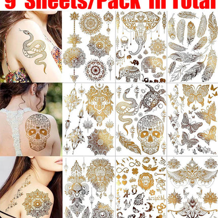 Realistic Elephant Moon Temporary Tattoos For Women Adult Fake