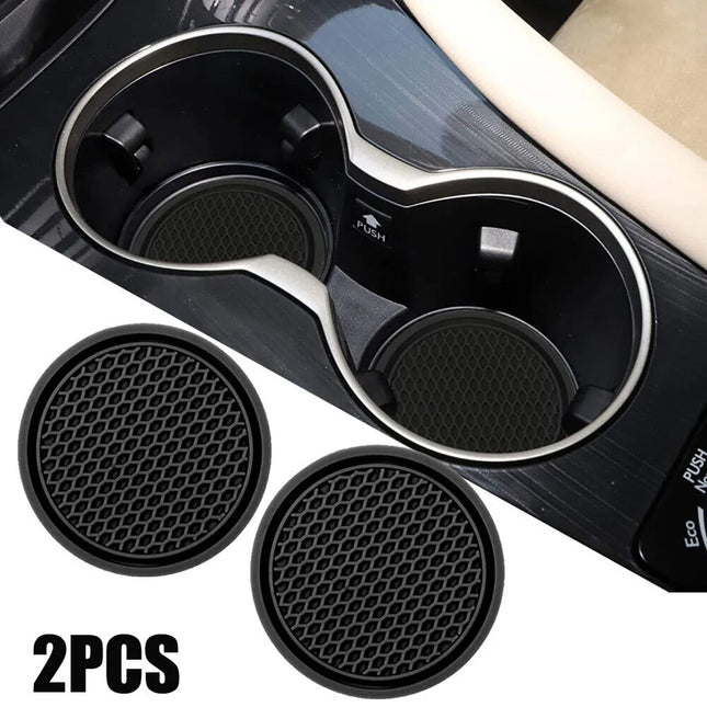 2pcs Black Car Auto Cup Holder Anti Slip Insert Coasters Pads Interior
