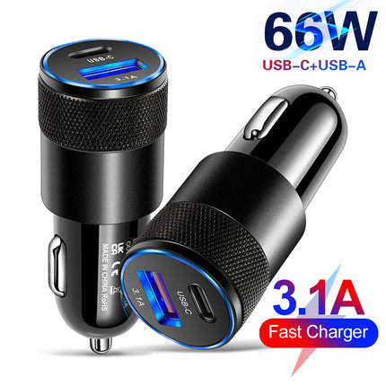 66W USB Car Charger Type C Fast Charging Phone Adapter For Xiaomi