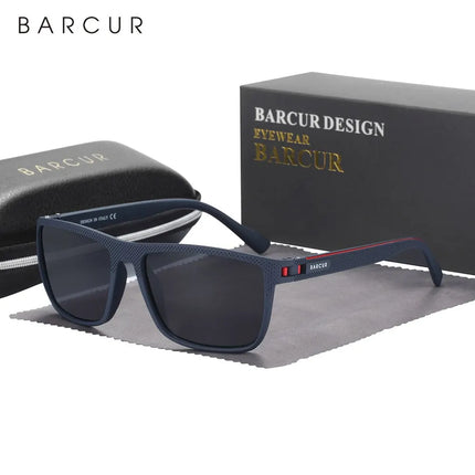 BARCUR Design TR90 Sunglasses Men Polarized Light Weight Sports Sun
