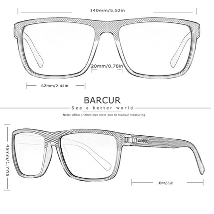 BARCUR Men Polarized Sunclasses TR90 Light Weight Fishing Travel Sun