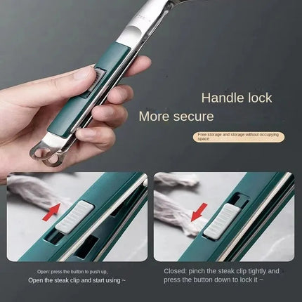 304 Stainless Steel Steak Clip Pancake Barbecue Spatula Clip BBQ Tongs