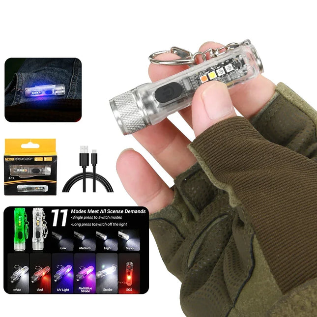 Mini Keychain Flashlight LED Rechargeable Torch Portable Magnetic USB