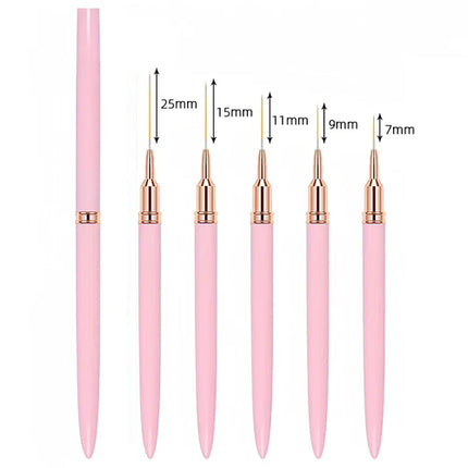 7/9/11/15/25mm Nail Liner Brush Set UV Gel Nail Brushes Kits 5pcs