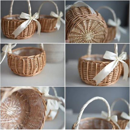 1pc Wedding Flower Basket | Handwoven Rattan, Multi-Use for
