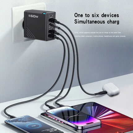 160W Multi Ports USB Charger Type C Fast Charging EU/US Plug Wall