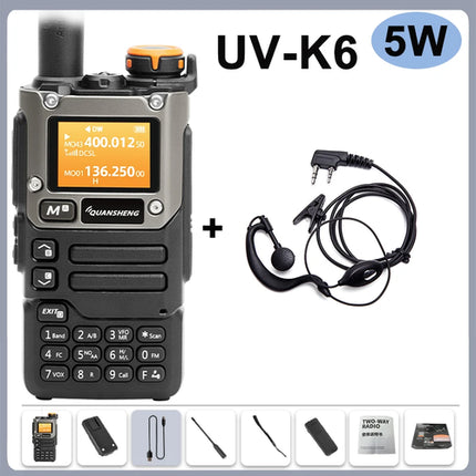 Quansheng UV-K6 Walkie Talkie 5W Air Band Radio Type C Charge UHF VHF