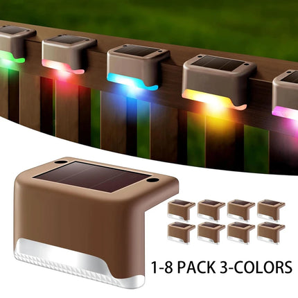 1-8 Pack Led Solar Step Lights Outdoor Fence Garden Lamp for Stairs