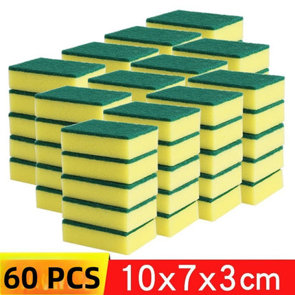 1-60PCS Kitchen Sponges Dual-Sided Scrub Pads Super Absorbent Dish