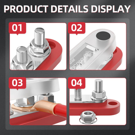 DaierTek Bus Bar 12V Power Distribution Block with Cover 5 x 1/4"