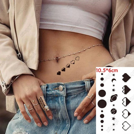 Waterproof Temporary Tattoo Sticker Black Hand Drawn Heart Design Body