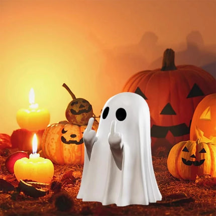 New Cute Middle Finger Ghost Statue Small Halloween Decor for Home
