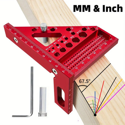 3D Multi-Angle Metric/Inch Measuring Ruler, 45/90 Degree Aluminum