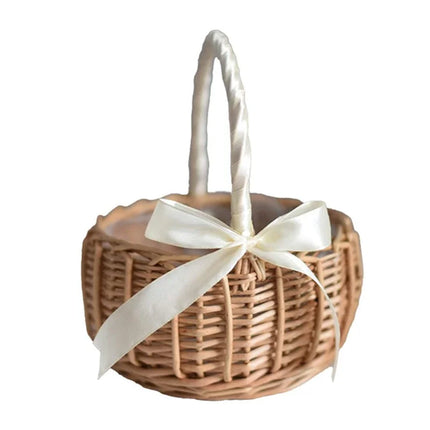 1pc Wedding Flower Basket | Handwoven Rattan, Multi-Use for