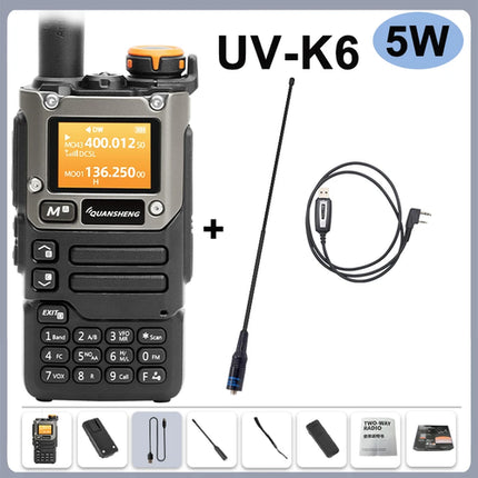 Quansheng UV-K6 Walkie Talkie 5W Air Band Radio Type C Charge UHF VHF